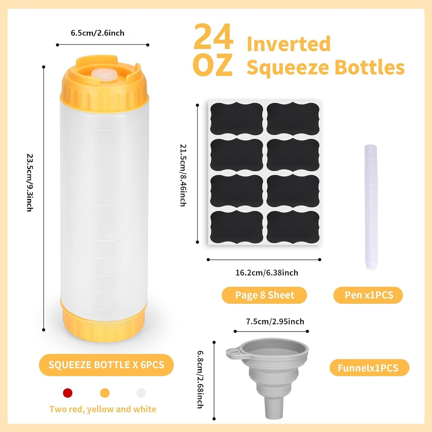 3pcs 20 oz Inverted Condiment Squeeze Bottles, Leak-proof Refillable Sauce Container for All Types Liquid, Plastic Squeeze Dispenser for Ketchup Mustard Mayo Honey Syrup Oil