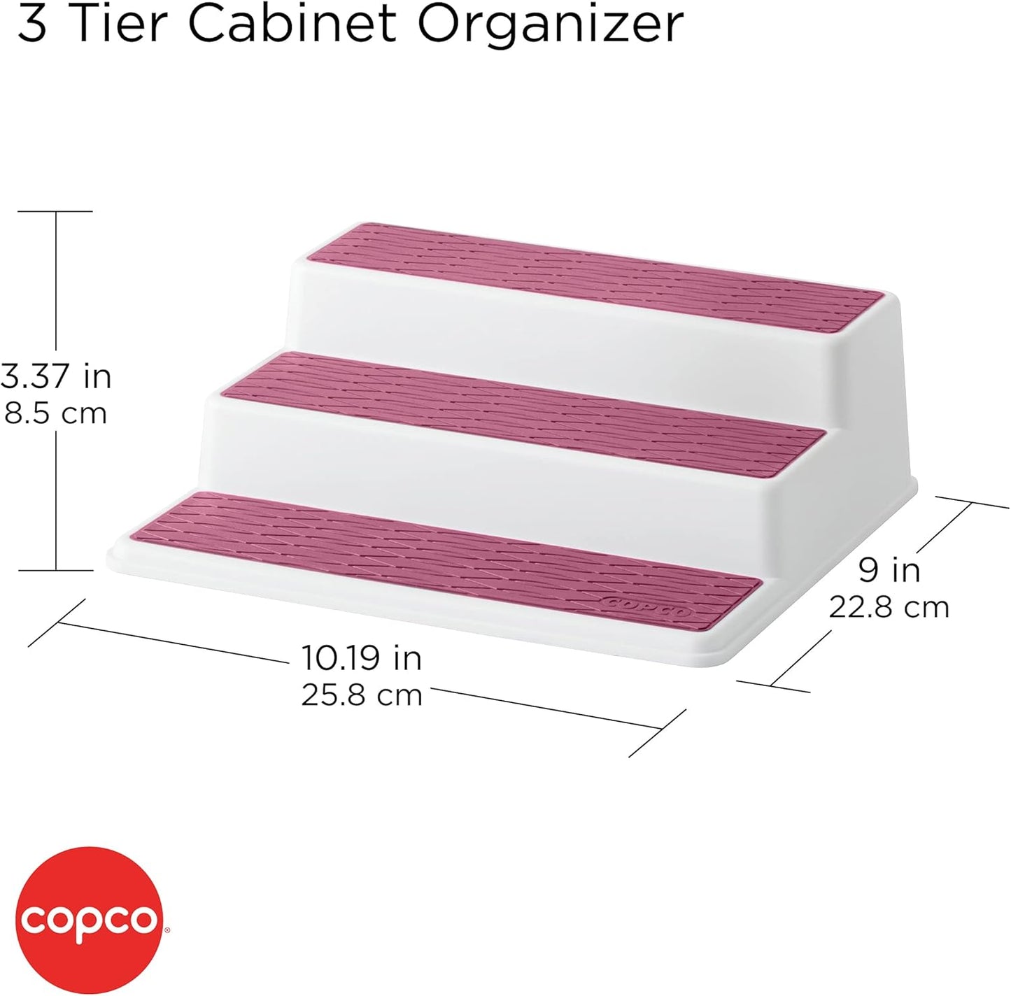 Copco Grey 2 Non-Skid 3-Tier Spice Rack Organizer for Pantry, 2-Pack, 10-Inch