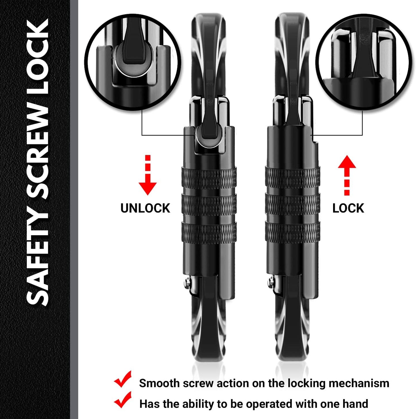 Rhino Produxs 12kN (2697 lbs) Heavy Duty Carabiner Clips, for Securing Pets, Outdoor, Camping, Hiking, Hammock, Dog Leash Harness, Keychains