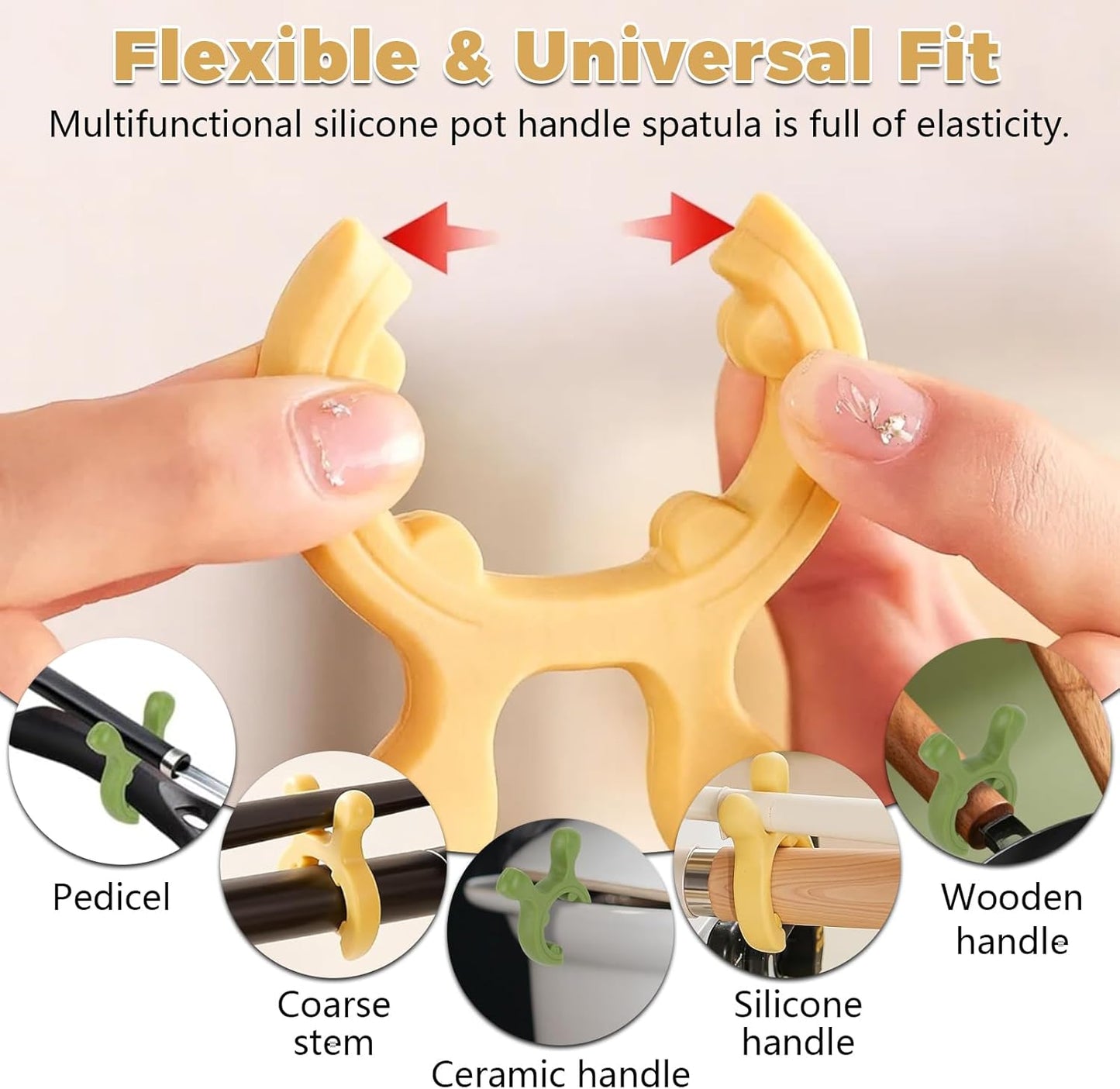 4 PCS Multifunction Silicone Pot Handle Spatula Rack & 2pcs Silicone Oven Mitts, Non-Slip Deer Antler Spoon Holder Stove Organizer Kitchen Gadgets for Pot Handles, Steam Releaser(Green, Yellow)