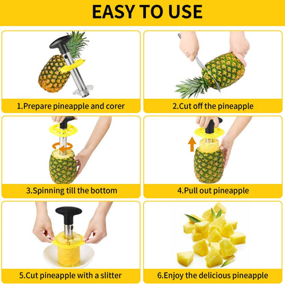 Pineapple Corer and Slicer,Pineapple Cutter,[Upgraded, Reinforced,Thicker Blade] 304 Stainless Steel for Home & Kitchen with Sharp Blade for Diced Fruit Rings