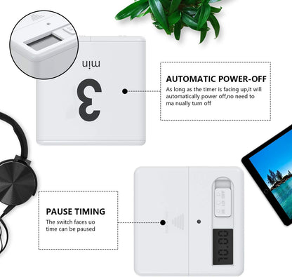 Cube Timer Black,Pretmess Gravity Flip Kitchen Timer for Time Management and Countdown Settings 1-3-5-10 Minutes
