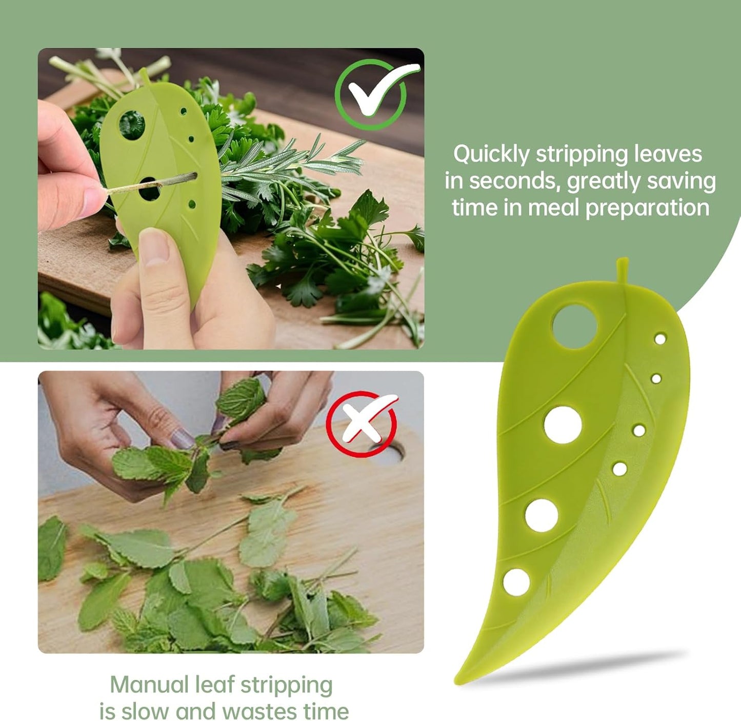 Premium Herb Stripper, Kitchen Herbs Leaf Stripping Tool, Herb Stripper Tool, Herb Leaf Peeler for Collard Greens Thyme Basil Rosemary Stripper, Dishwasher Safe