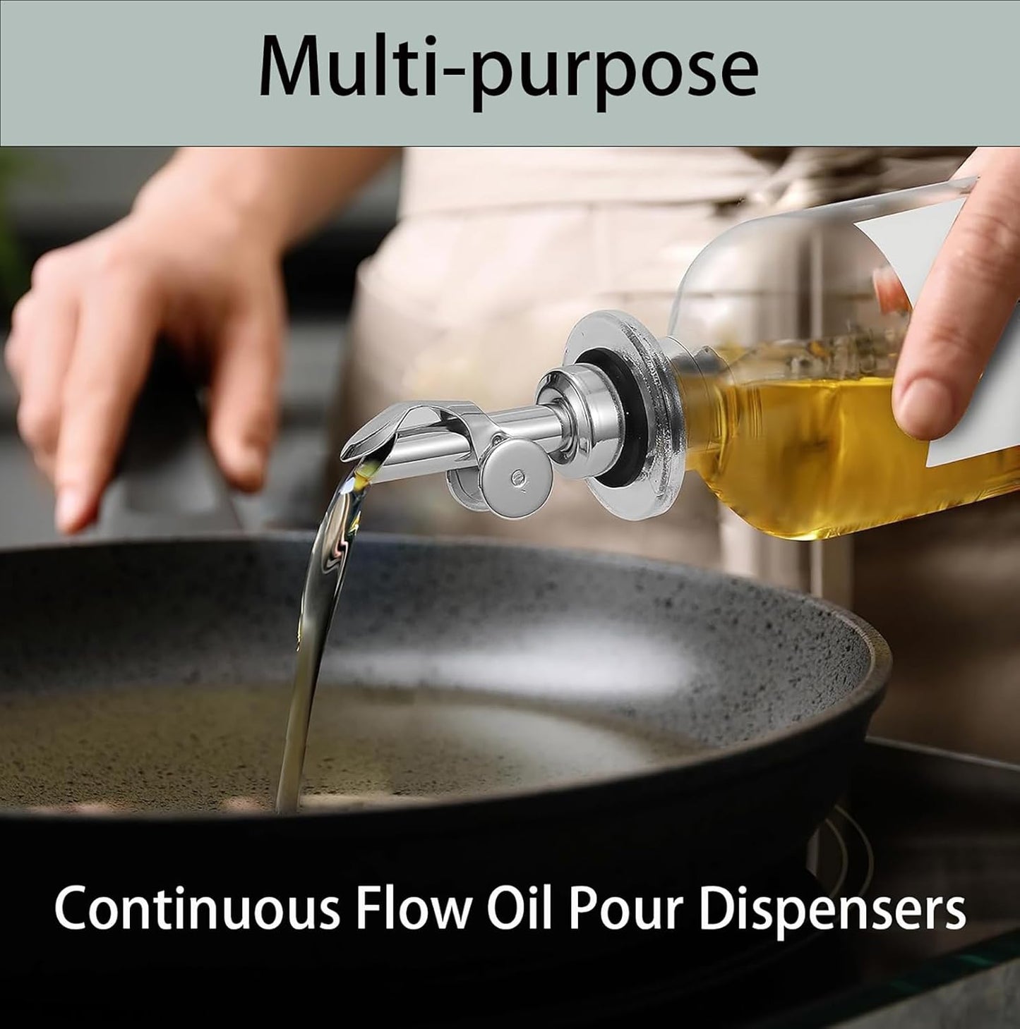 Pafusen 2 Pack Auto Flip Olive Oil Dispenser Spout, Liquor Pour Spout, Oil Dispenser Top, Easily Turn Your Bottles into Dispensers for Liquor, Vinegar, Oils, Weighted Pourer, Silvers