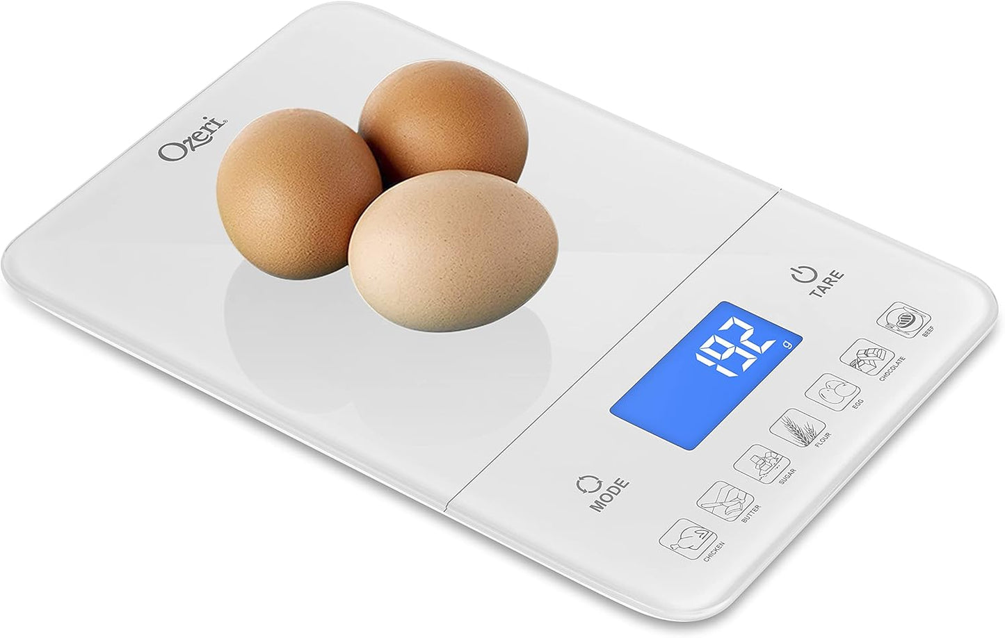 Ozeri Touch III Digital Kitchen Scale with Calorie Counter, 22 lbs (10 kg), Calla Green