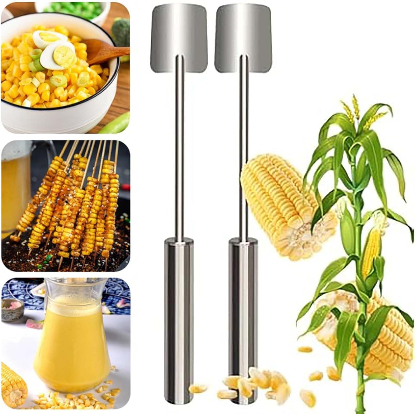 Corn Kernel Remover Tool - Stainless Steel Corn Peeler with Ergonomic Handle, Quick & Safe Corn Stripper for Home Kitchen, BBQ, Restaurants - Dishwasher Safe & Rust-Proof