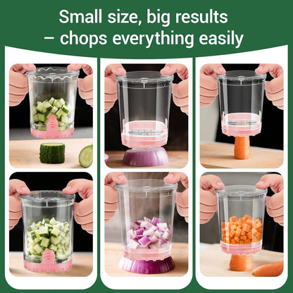 Veggie Chopper,Mini Vegetable Cutter Fruit Slicer Cup-Food Dicer with Container for Onion, Strawberry Slicer-Efficient Vegetable Chopper(Black)