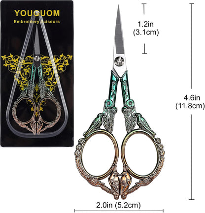 YOUGUOM Sewing Embroidery Scissors, Small Thread Scissor for Craft Artwork Needlework Yarn Knitting Detail Snips, Black Cute Bird Shears