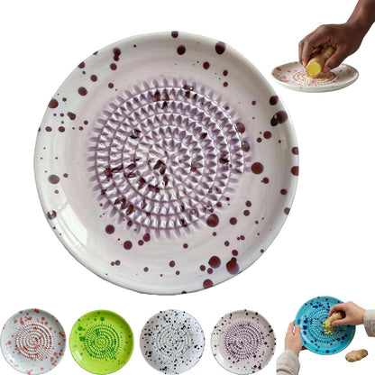 Premium Ceramic Garlic Grater Plate,Exquisitely Handcrafted Ginger Grater Plate,Modern Design Multipurpose Grinder Plates Burnishing Machine for Fruits Vegetables Ginger Garlic Onion (White)