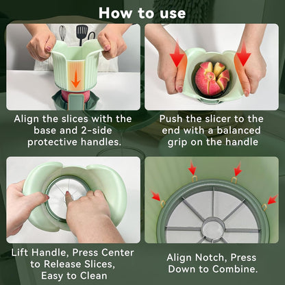 Apple Slicer and Corer, Upgraded Heavy Duty Apple Cutter Slicer with Stand, Cut Apples All The Way Through, Stainless Steel Blade Apple Cutter 8 Slices with Comfort Handle, Up to 3.5 IN Apples