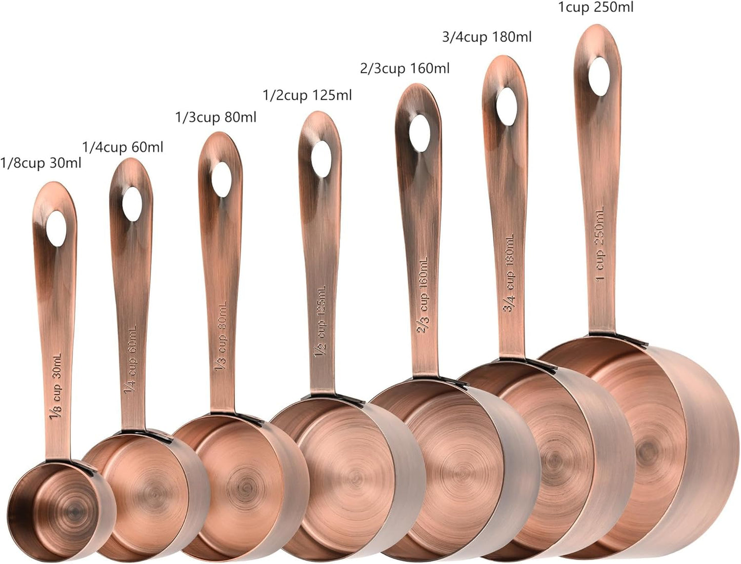 Copper Measuring Cups and Spoons Set, Stainless Steel Measuring Cups and Spoons Set 12, Metal Measuring Cups Set, 5 Measuring Cup Set and 6 Copper Measuring Spoons &Leveler for Kitchen