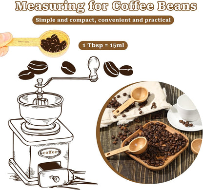 4 Pack Wooden Scoops for Canisters,15ml Small Coffee Scoop in Beech Wood Coffee Measure Scoop Set Wooden Tablespoon Ground Coffee Scoop Home Kitchen Accessories for Measuring Coffee Beans,Tea,Sugar