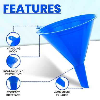 LIQVEE™ Funnel Set (4 Sizes: 122, 101, 76, 50mm) - Durable, Non-Toxic, Food-Grade Plastic funnels for Filling Bottles and containers. Ideal for Kitchen, Garage, or Labs. Perfect for Precise Pouring.