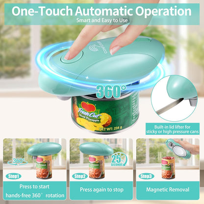 Can Opener Electric - Upgraded One-Touch Automatic, Smooth Edge, USB-C Rechargeable, Perfect for Seniors (Black)