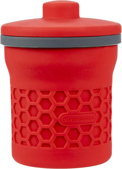 Prep Solutions Heat-Resistant Silicone Grease Strainer & Keeper - 2 Cup Capacity, Red