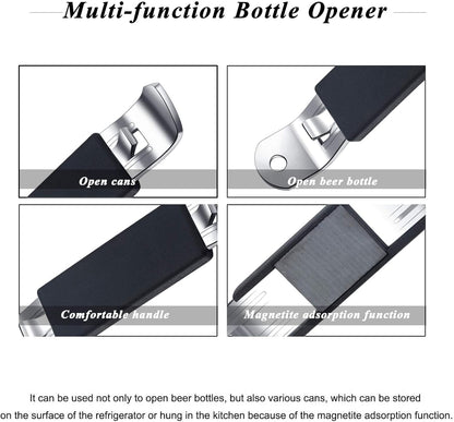 3 Pieces Magnetic Bottle Openers Can Opener Classic Beer Opener Stainless Steel Small Bottle Opener Can Tapper with Magnet for Camping and Traveling HANCELANT (Black Blue Fuchsia)