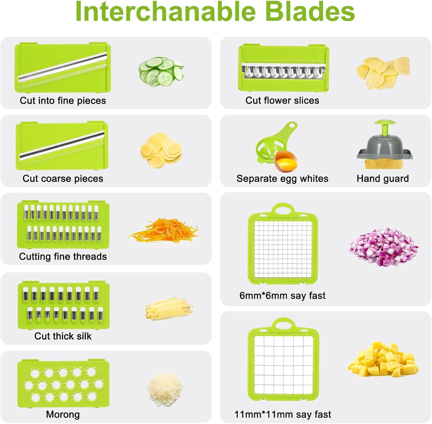 Vegetable Chopper with Container and Lid Multifunctional 14 in 1, Professional Veggie Chopper, Non Slip Durable Kitchen Chopper Vegetable Cutter, Mandoline Food Chopper With 8 Blades