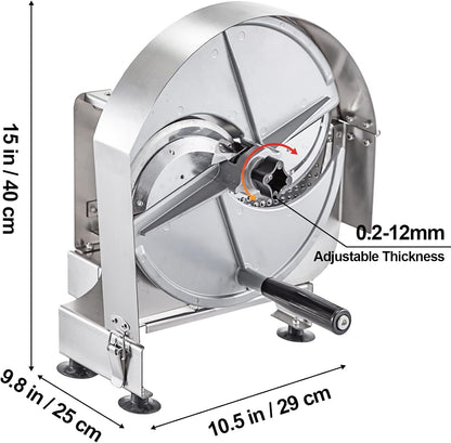 VEVOR Electric Vegetable Slicer, 0-0.5"/0-12mm Thickness Adjustable Commercial Slicer Machine, Convertible to Manual, Stainless Steel Food Cutter Slicing Machine, for Potato, Lemon, Tomato, Apple
