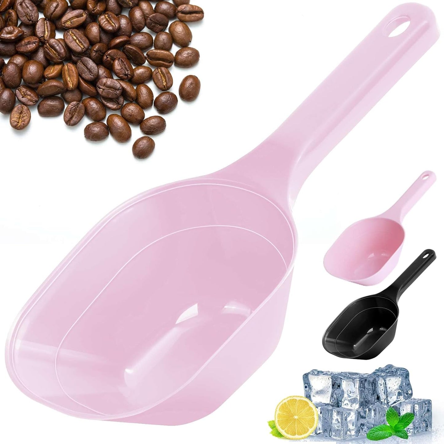 Dog-Cat Food-Scoop Measuring-Cup,1 Cup Capacity Versatile Plastic Pet Food Scoop with Measuring Lines 1 Cup and 1/2 Cup for Precise Portion Control (2, Blue and Pink)