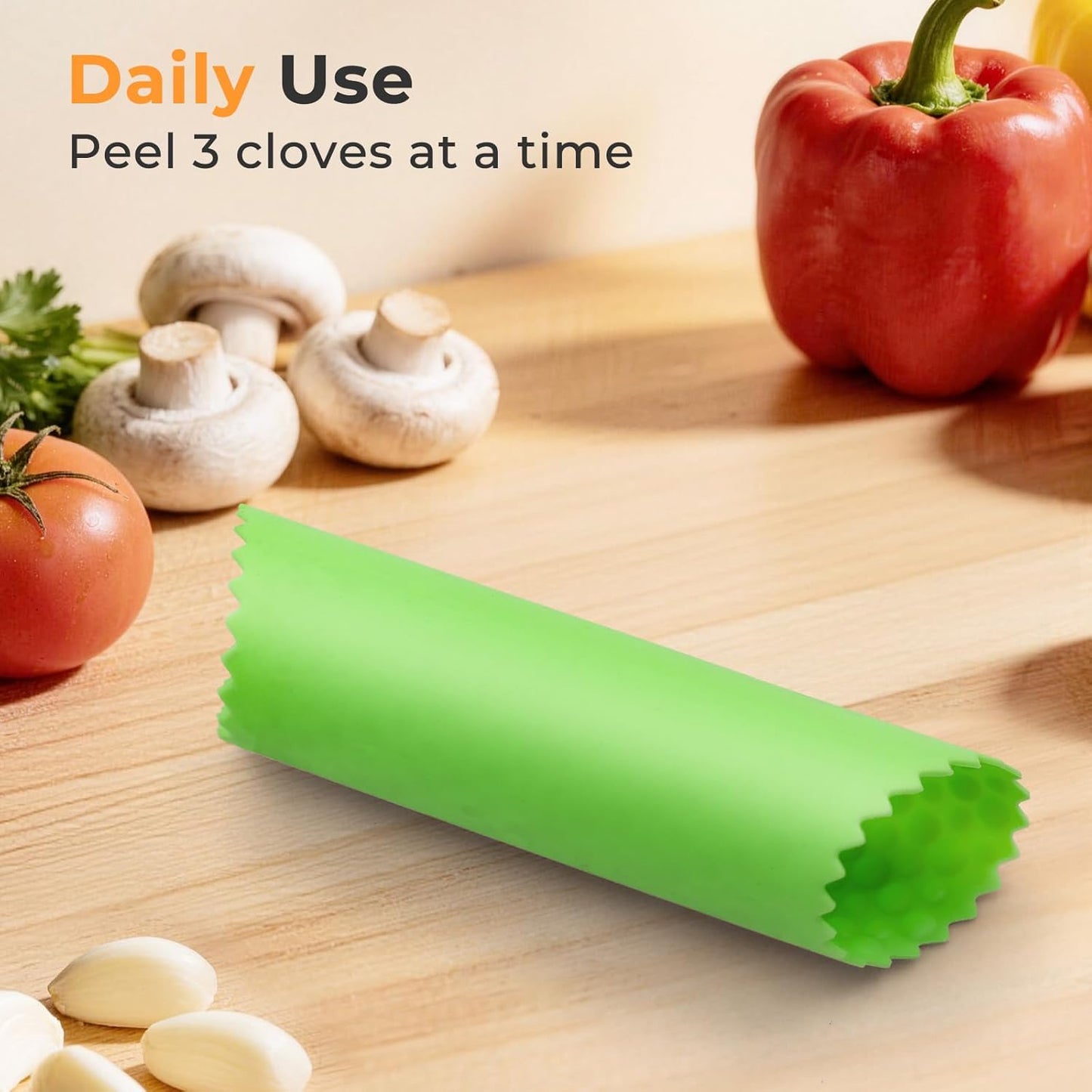 Silicone Garlic Peeler Tube Roller, Effortless Single & Bulk Clove Peeling, Odor-free Kitchen Tool, Stores 10-12 Cloves (Black,Green)