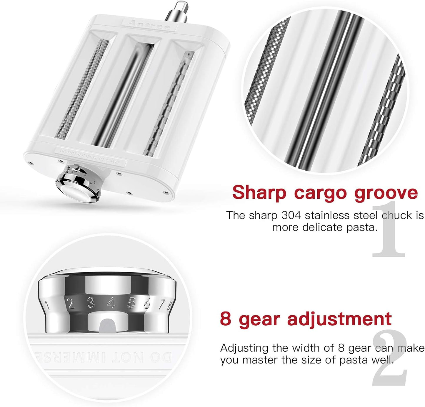 ANTREE 3-IN-1 Pasta Attachment & Ravioli Attachment for KitchenAid Stand Mixers, Pasta Maker Assecories included Pasta Sheet Roller, Spaghetti Cutter and Ravioli Maker Attachment
