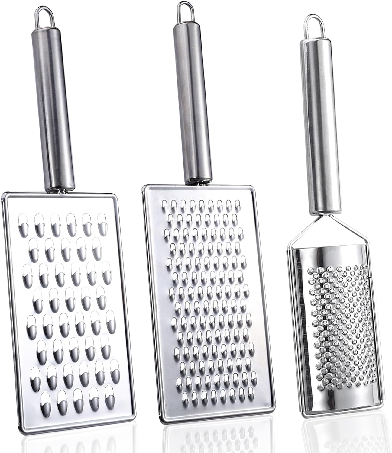 ASTIMESA Different Hole Sizes Cheese Grater and Ginger Grater Set, Zester Grater, Small Handheld Cheese Shredder for Kitchen Vegetable Food Fruit Chocolate (3 PCS)