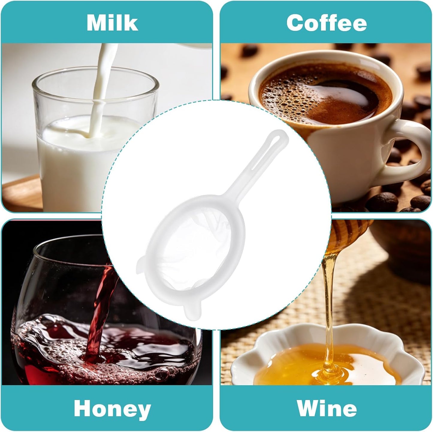Ultra Fine Nylon Mesh Strainer, 80 Mesh Food Filter Sieve Colander with Plastic Handle for Kitchen Yogurt Juice Milk Honey