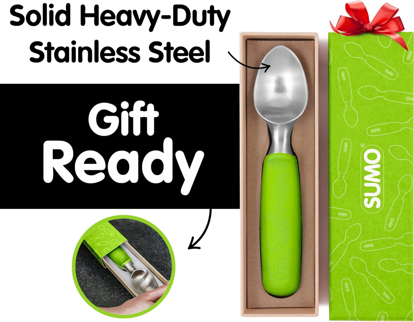 SUMO Stainless Steel Ice Cream Scoop With Ergonomic Handle - Sturdy, Dishwasher-Safe Scooper For Effortless Scooping and Serving Of Frozen Desserts, Comfortable Grip - Blue