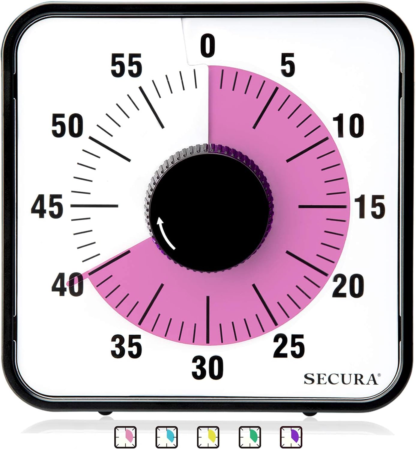 Secura 60-Minute Visual Countdown Timer, 7.5-Inch Oversize Classroom Visual Timer for Kids and Adults, Durable Mechanical Kitchen Timer Clock with Magnetic Backing (Blue)