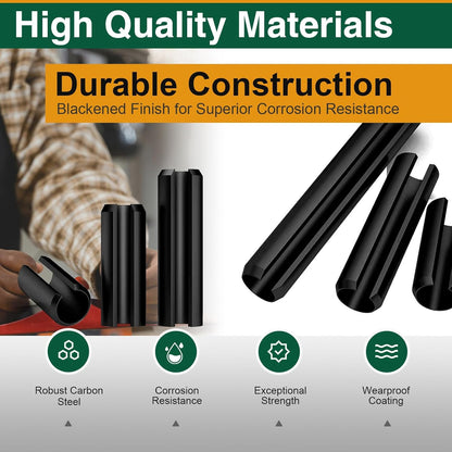 Mrdilla 460 Pcs Roll Pin Assortment, Metric Slotted Spring Pins, M1.5 M2 M2.5 M3 M4 M5 M6