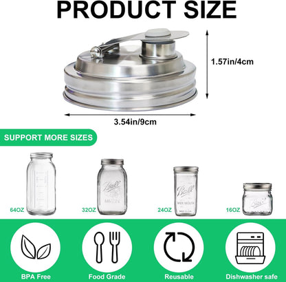 2 Pack Wide Mouth Mason Jar Stainless Steel Pour Spout Lid, Reusable Mason Jar Lids, for 86MM Ball Wide Mouth Mason Jars, Leak Proof Seal, for Drinking Salad Dressing & Food Storing