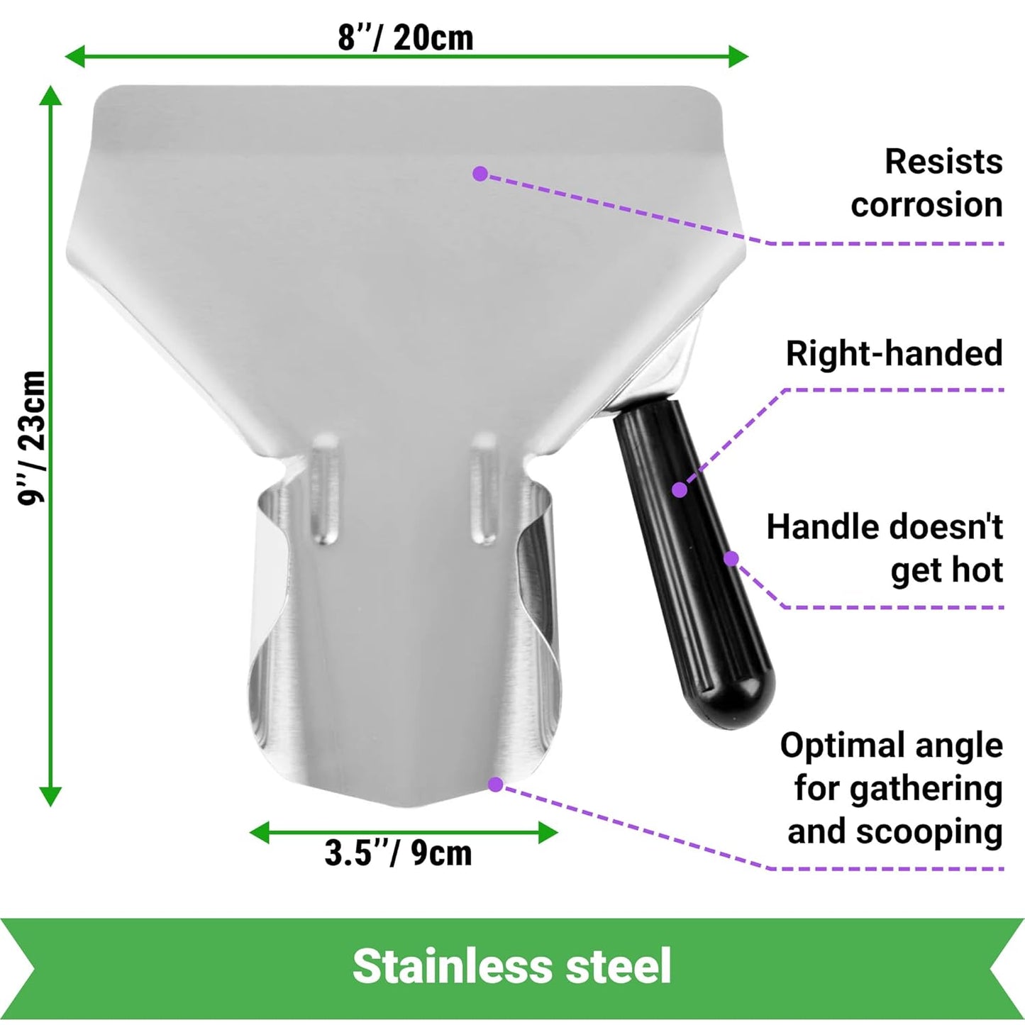 CUSINIUM Popcorn Scoop Right Handle and Medium Holes Dredge Set - Metal Popcorn Scooper - French Fry Scoop - No Seasonings/Consumables included