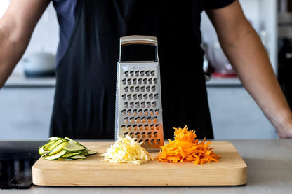 MasterClass Acid-Etched Stainless Steel Box Grater with Handle, 24 cm (9.5"), Silver