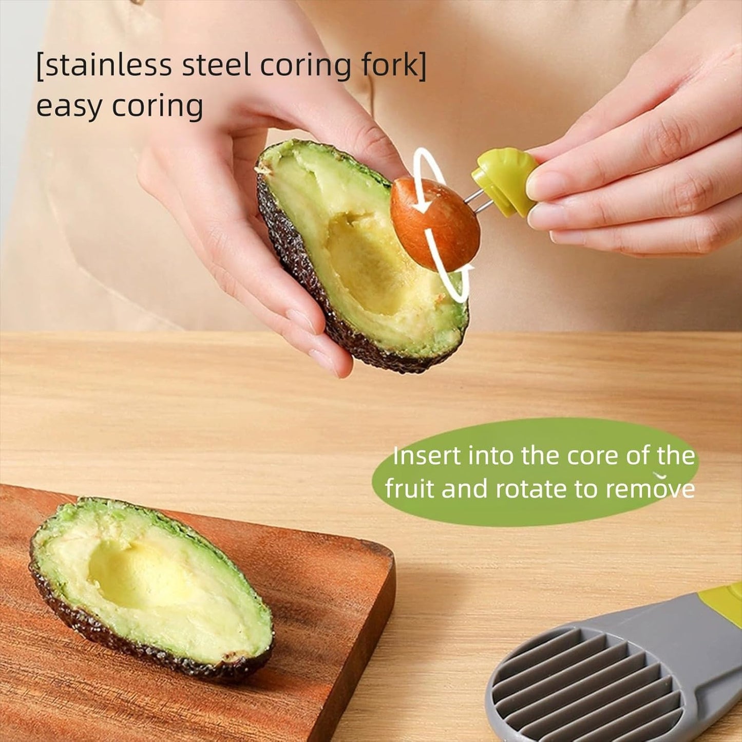 3-in-1 Avocado Slicer Tool with Pit Remover, Avocado Cutter & Peeler, Avocado Cutter Tool,Ergonomic Avocado Knife for Safe Cutting, Avocado Tool for Any Sizes, Avocado Slicers Gift Set