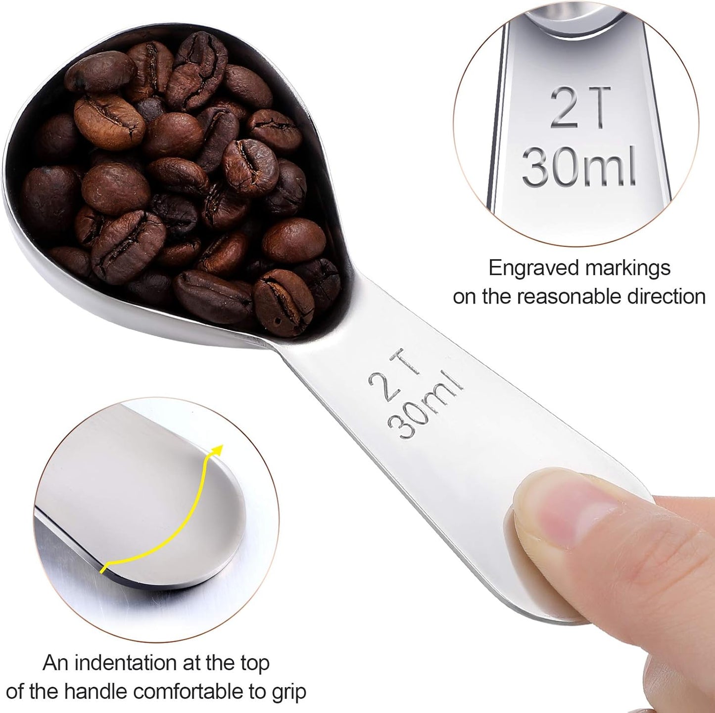 Patelai 3 Pieces Coffee Scoop Tablespoon Measuring Spoons Stainless Steel Coffee Scoops Short Handle Tablespoon for Tea Sugar Kitchen Gifts(15 ml,Silver)