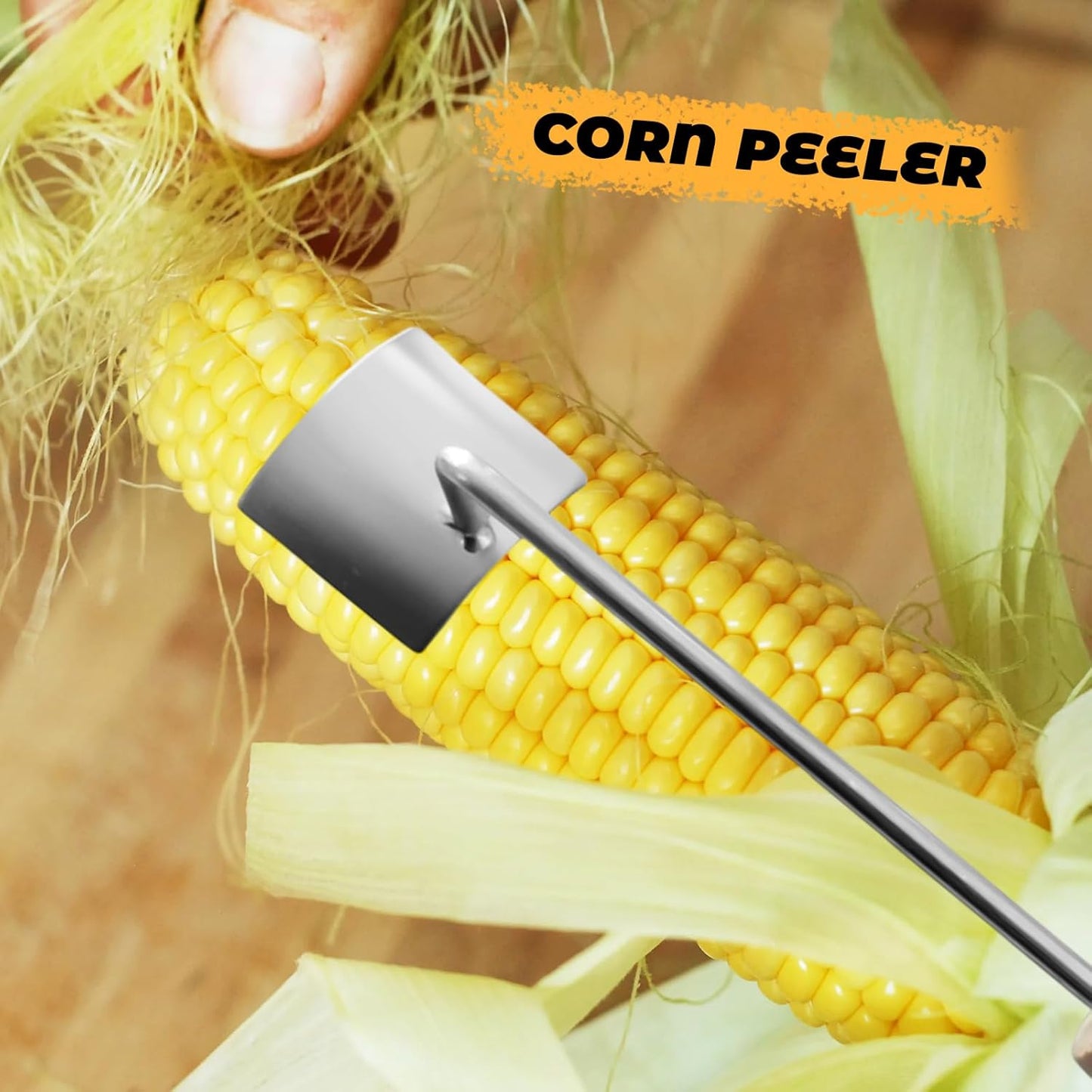 Corn Stripper Tool - Efficient Kernel Remover & Shucker for Fresh Corn, with Wooden Handle 3Pcs