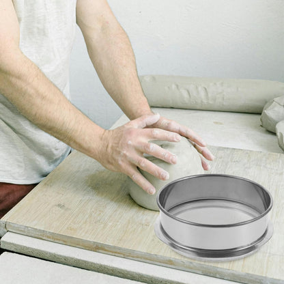 LALAFINA Fine Mesh Strainer 100 Mesh Round Flour Sifter 6 Inch Stainless Steel Ceramic Glaze Filter for Baking Straining Powdering Pottery Slurry