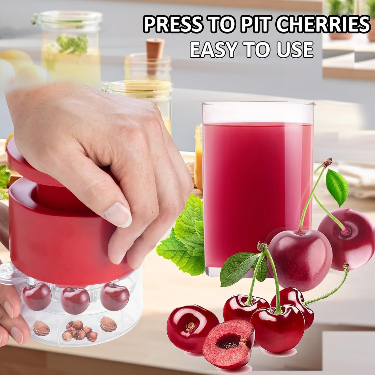Cherry Pitter Tool 7-in-1, Portable Cherries Seed Remover, Fruit Pit Core Remover for Make Fresh Cherry Dishes, Cherry Pie and Jam and Cocktail Cherries