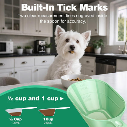 Food Scoop With Measuring Lines 2 Pack Black For Dog, Cat, Puppy, Coffee Bean, Flour Scoop, Ice