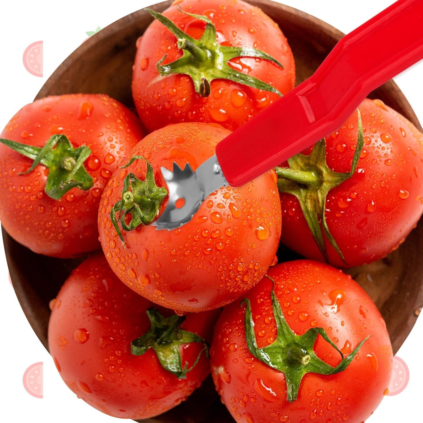 4pcs Stainless Steel Fruit Corer Tool, Tomato Strawberry Huller Vegetable Stem Remover Kitchen Gadget for Easy Fruit Balling (White)