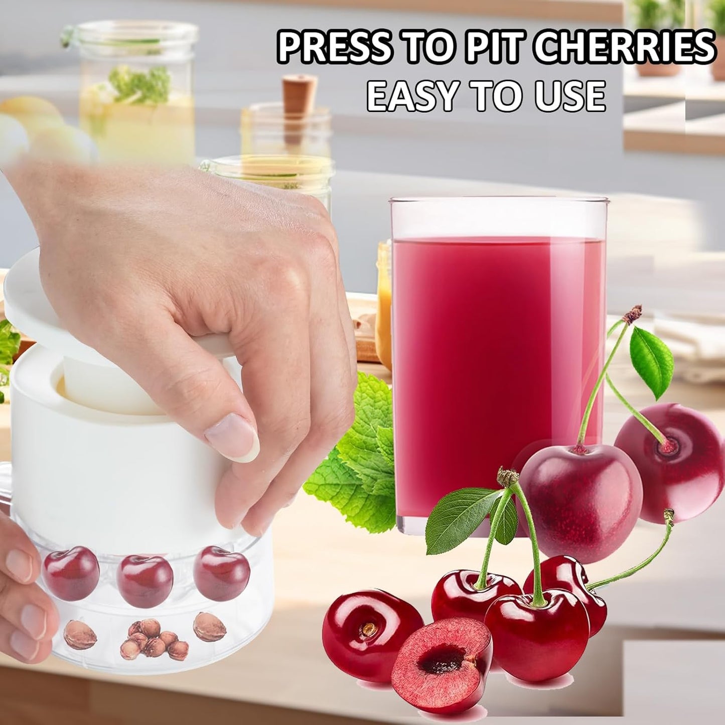 Cherry Pitter Tool 7-in-1, Portable Cherries Seed Remover, Fruit Pit Core Remover for Make Fresh Cherry Dishes, Cherry Pie and Jam and Cocktail Cherries