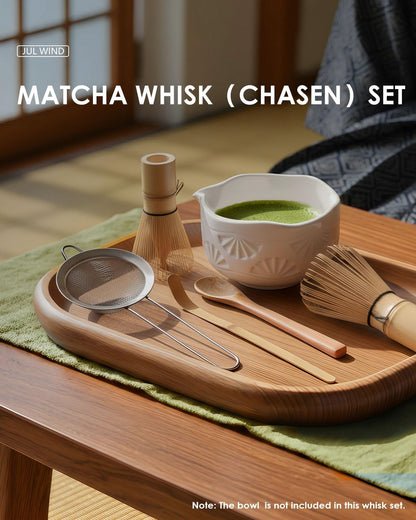 Matcha Whisk Set, Ceramic Matcha Set Includes Bowl with Spout, Whisk and Holder, Bamboo Scoop, Sifter and Tea Towel - 6 Pcs Matcha Kit Gift for Lovers Beginners (Pink)