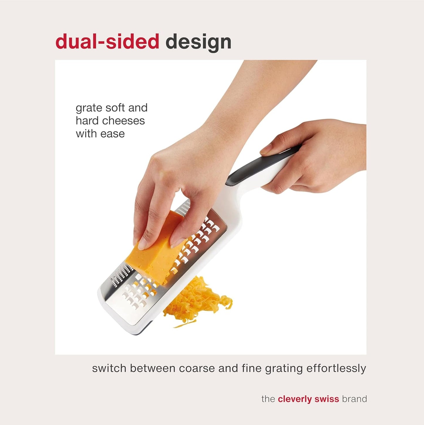 Zyliss Fine Grater and Zester - Handheld Grater with Stainless Steel Blade & Wheat Straw Handle - Ideal for Hard Cheese, Chocolate, Fruit, Vegetables, & More - Protective Cover Doubles as Scraper