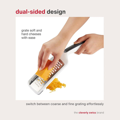 Zyliss Fine Grater and Zester - Handheld Grater with Stainless Steel Blade & Wheat Straw Handle - Ideal for Hard Cheese, Chocolate, Fruit, Vegetables, & More - Protective Cover Doubles as Scraper