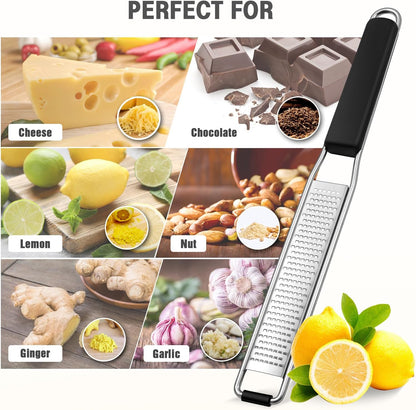 Cheese Grater & Lemon Zester, Easy to Grate Parmesan Cheese, Lemon, Ginger, Garlic, Nutmeg, Chocolate, Sharp Stainless Steel Blade