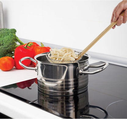 Helen's Asian Kitchen Spider Strainer, 5-Inch Stainless Steel Mesh Basket With Bamboo Handle, For Noodles, Dumplings, Wontons, Deep Frying, And Draining Tasks