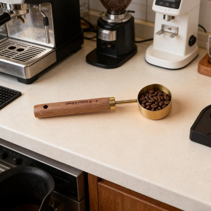 Coffee Scoop Measuring Spoon 1 Tablespoon Stainless Steel Wood Long Handle for Coffee Tea Spices Precise Measurement Deep Reach