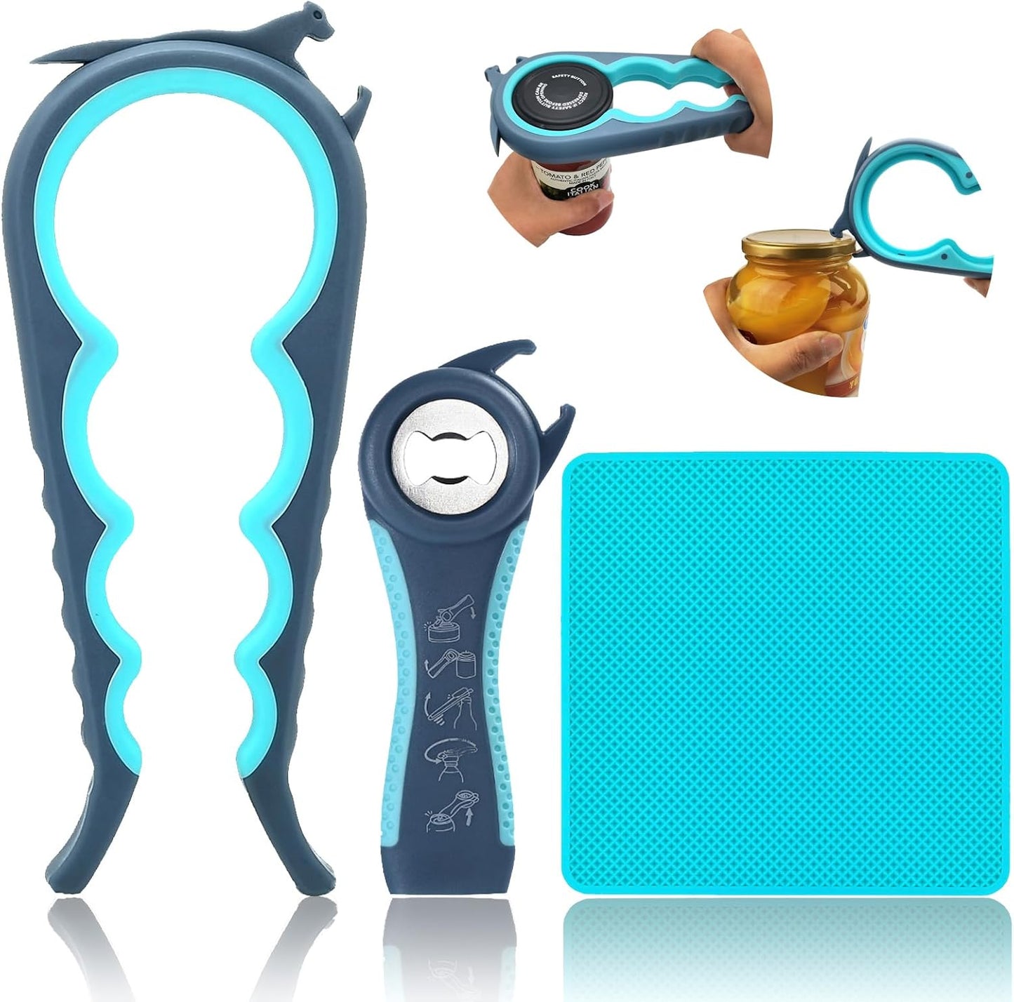 Latest Jar Opener and 5 in 1 Bottle Opener with Rubber Jar gripper Pad Ideal for Seniors with arthritis Weak Hands and Low Strength
