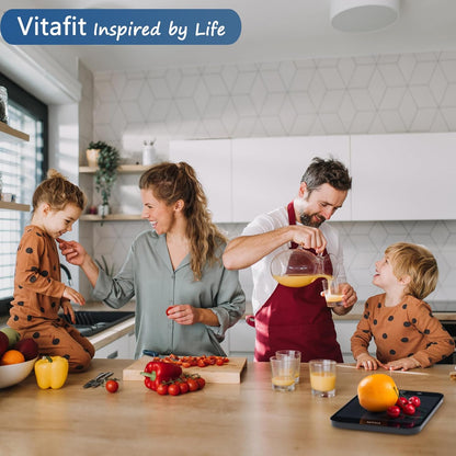 Vitafit 33lb/15kg Digital Food Scale in High Precision 0.1oz/1g, Our Own Kitchen Scale Professional Factory Since 2001, Home and Kitchen Essentials for Cooking and Baking, LED, 3*AAA Batteries, Black