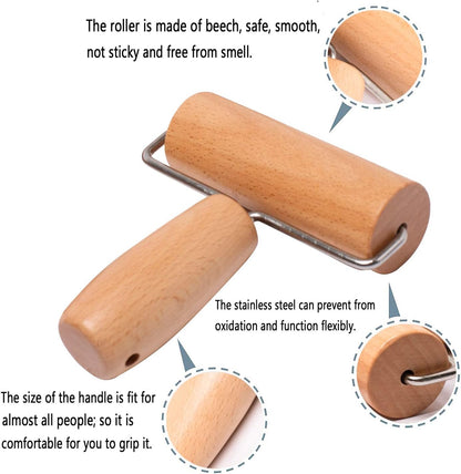 Whaline Wood Pastry Pizza Roller 2 Pieces Non Stick Wooden Rolling Pin for Home, Kitchen Baking Cooking Easy to Handle (T-Maple and H-Maple)